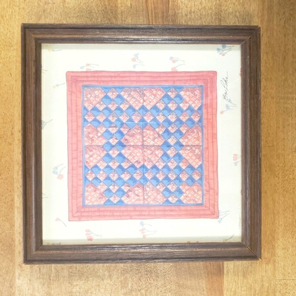 Bev Lohr Framed Quilted Framed Wall Art in Pink and Blue